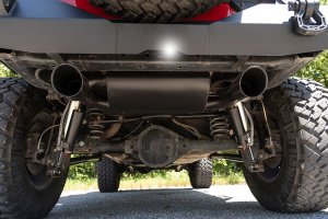 Jeep Wrangler Performance Exhaust - Dual Outlet - Rough Country - Dual-Outlet, Chambered Muffler - Matte Black - '07-'10